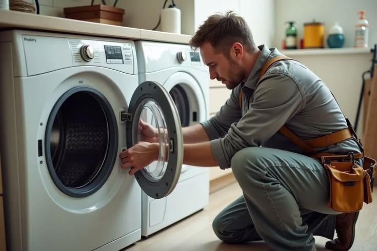 Technician repairing home appliances